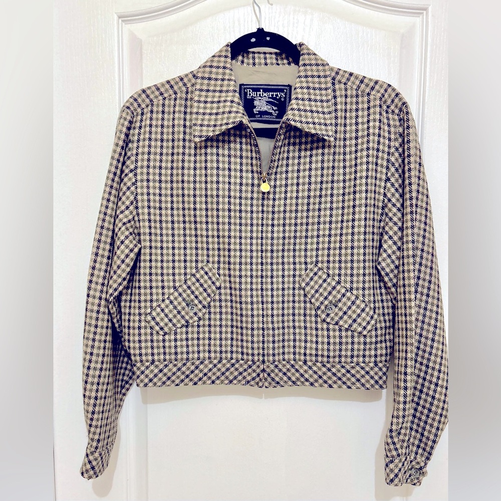 Rare Vintage Burberry Crop Herringbone Dress Jacket